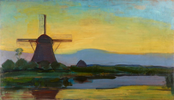 Piet Mondriaan - Oostzijdse molen bij avond